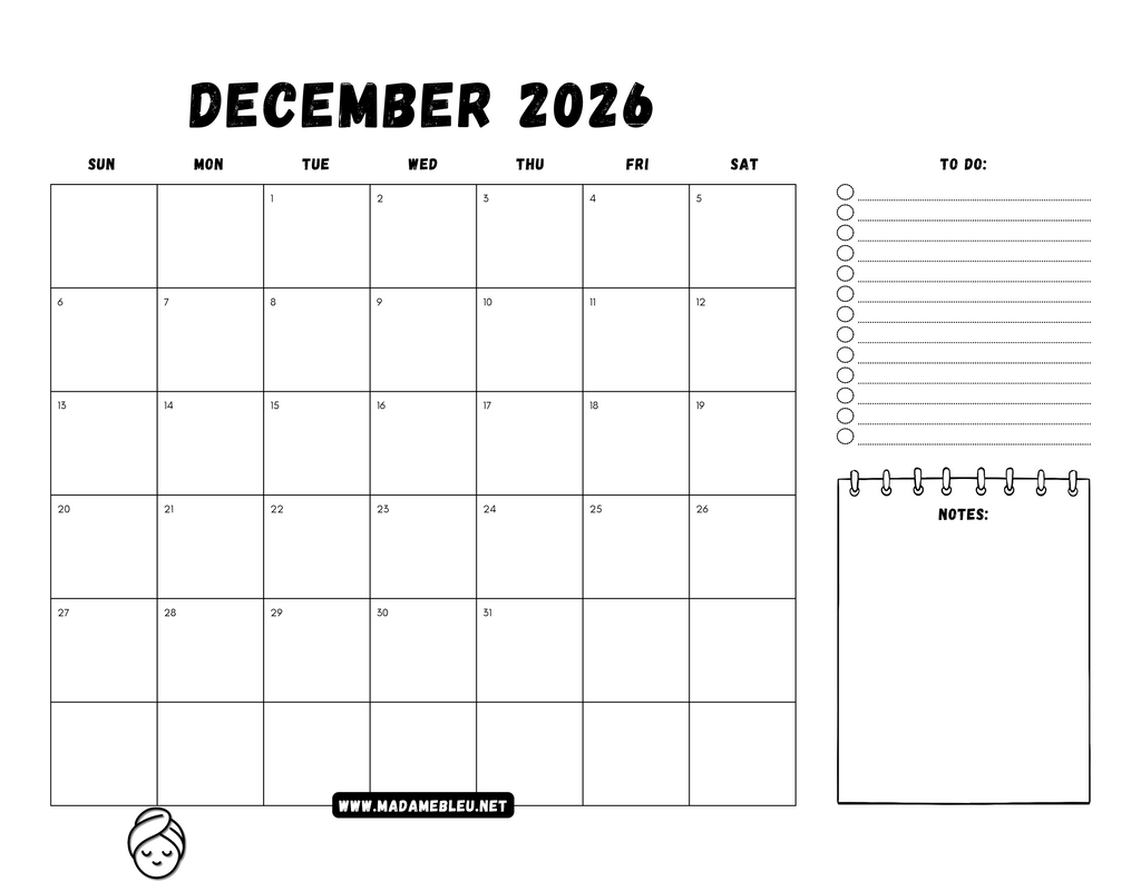 Printable 2026 Calendar